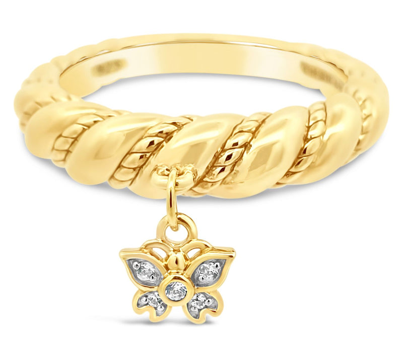 Goddaughters 14K Clad Topaz Butterfly Charm Ring — Main view