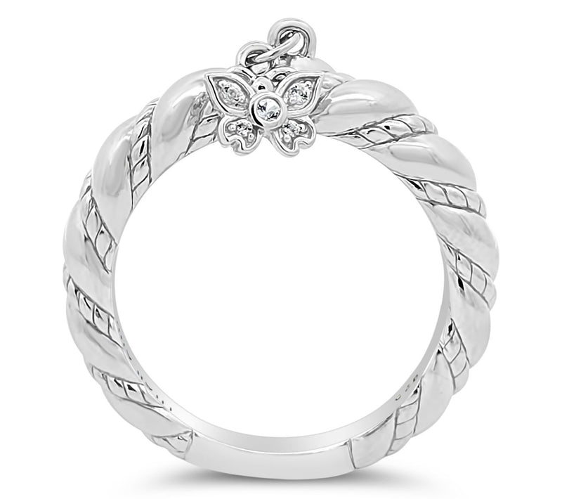 Goddaughters Sterling White Topaz Butterfly Charm Ring — View 3