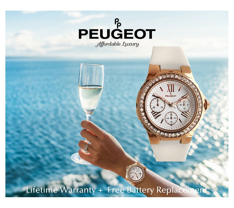 Puegeot Women's Rosetone Crystal Bezel Watch — View 4