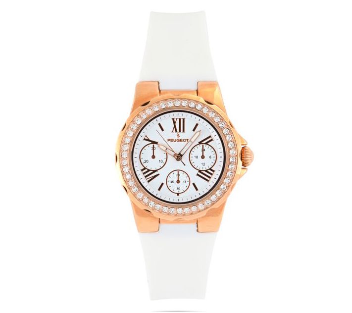 Puegeot Women's Rosetone Crystal Bezel Watch — Main view