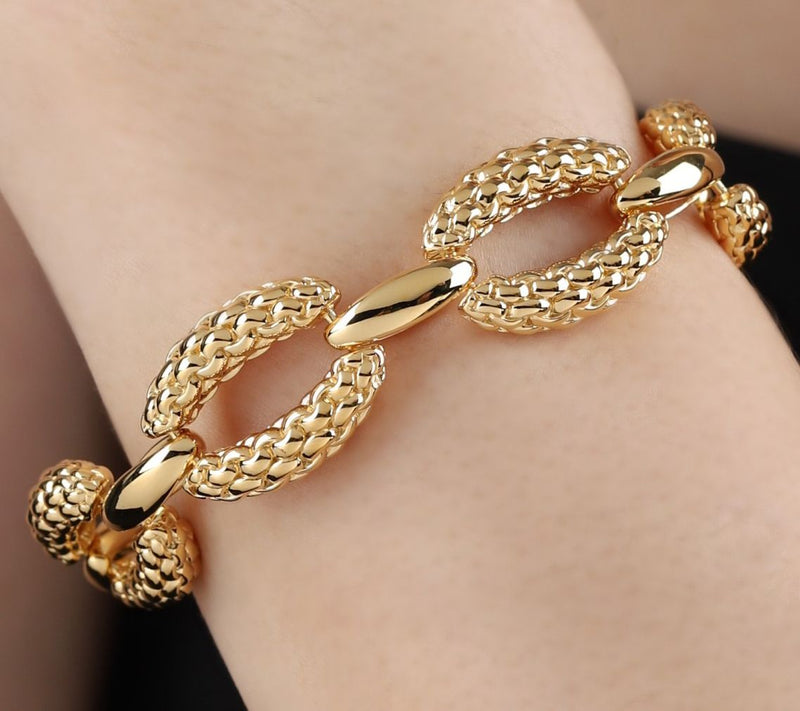 Tiffany Kay Studio 14K Gold Clad Purl Knit OvalLink Bracelet — View 5
