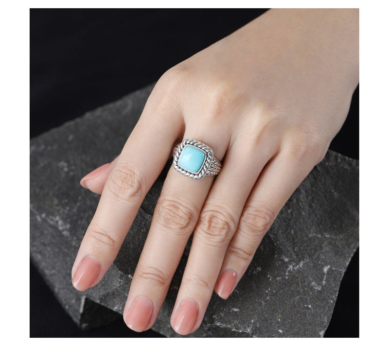 Tiffany Kay Studio Sterling Herringbone Turquoise Ring — View 4