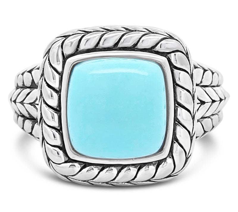 Tiffany Kay Studio Sterling Herringbone Turquoise Ring — Main view