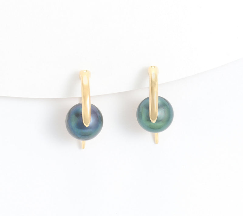 Honora Bronze Pearl Earrings Yellow Plated — View 11