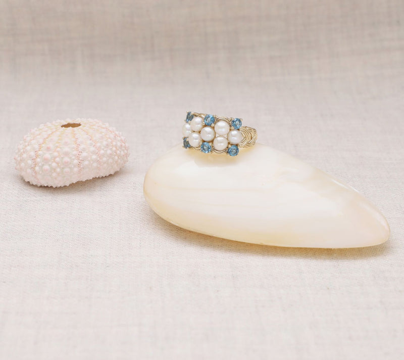 Ariva 18K Gold Clad Cultured Pearl & Blue TopazNewport Ring — View 4