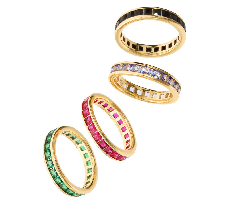 Diamonique x Bronzo Italia Eternity Band Ring,18K Gold Plated — View 5