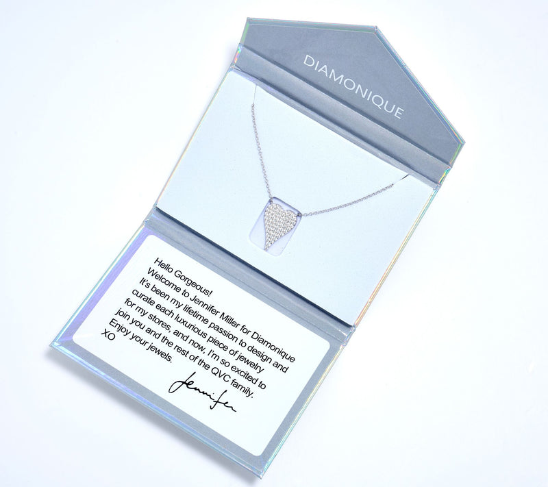 Diamonique x Jennifer Miller Mini Pave Heart Necklace, Sterling Silver — View 6