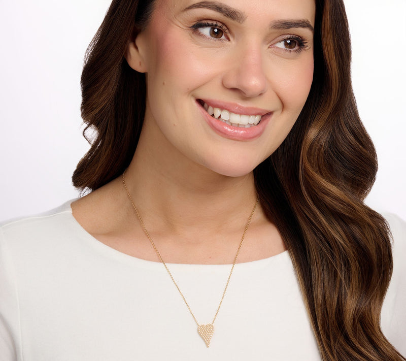 Diamonique x Jennifer Miller Mini Pave Heart Necklace, Sterling Silver — View 8