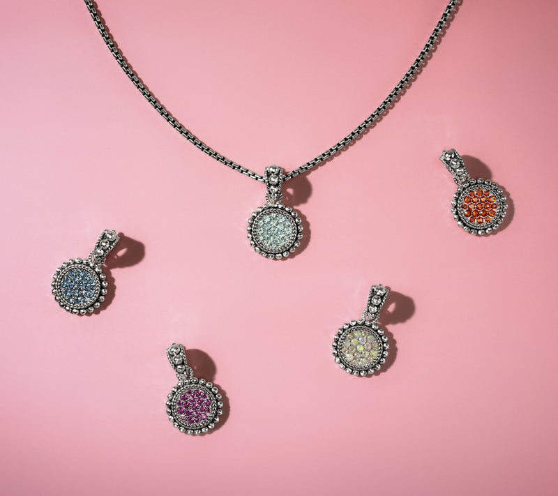 JAI Sterling Silver Exotic Gemstone Pave Enhancer — View 13