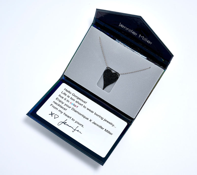 Diamonique x Jennifer Miller Signature Heart Necklace, Sterling Silver — View 14