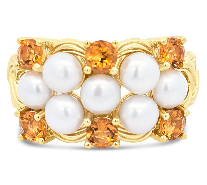 Ariva 18K Gold Clad Cultured Pearl & Citrine Newport Ring — Main view