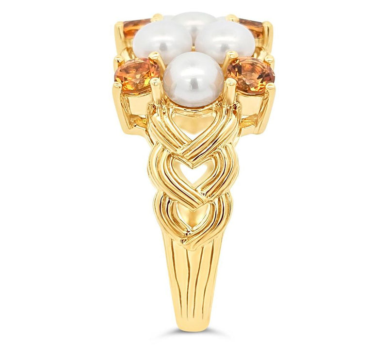 Ariva 18K Gold Clad Cultured Pearl & Citrine Newport Ring — View 3