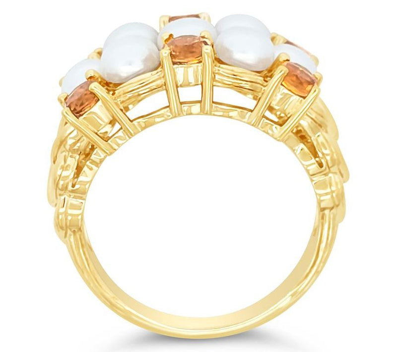 Ariva 18K Gold Clad Cultured Pearl & Citrine Newport Ring — View 2