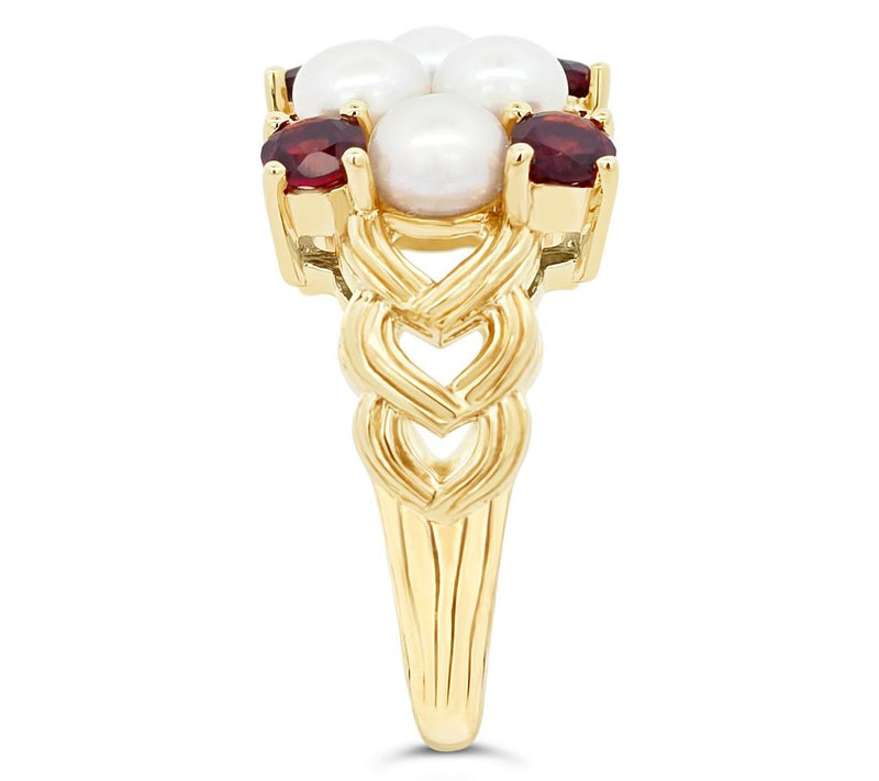 Ariva 18K Gold Clad Cultured Pearl & Garnet Newport Ring — View 3