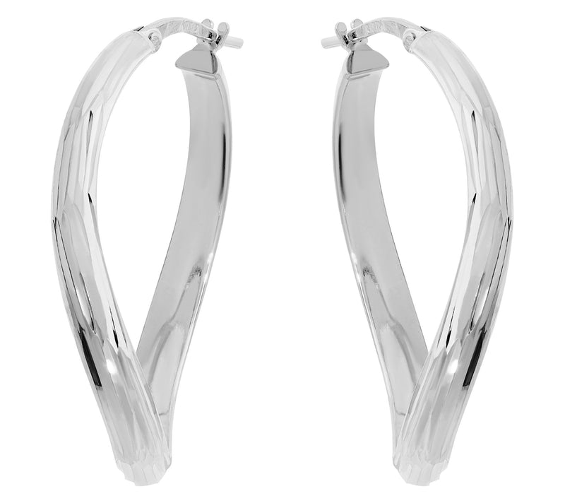 Louis Dell'Olio Sterling Diamond Cut Wave HoopEarrings — View 6