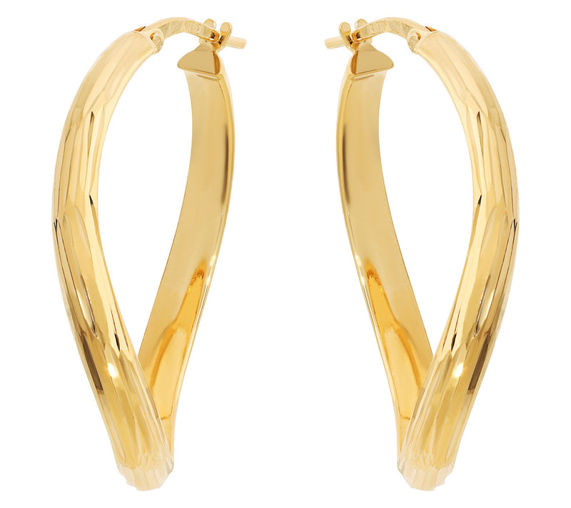 Louis Dell'Olio Sterling Diamond Cut Wave HoopEarrings — View 7
