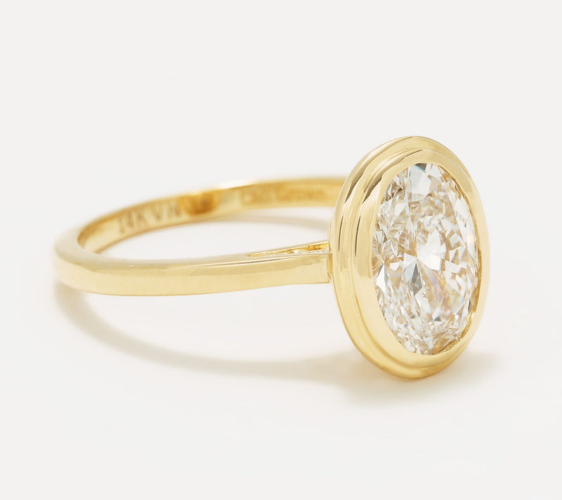 XO TACORI Lab Grown Diamond 2.00 cttw Oval Bezel Ring, 14K — View 4