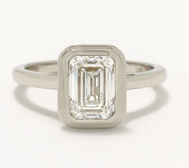XO TACORI Lab Grown Diamond 2.00 cttw Emerald Bezel Ring, 14K — View 3