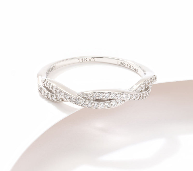 XO TACORI Lab Grown Diamond Twisted 0.13 cttw Ring, 14K Gold — View 11