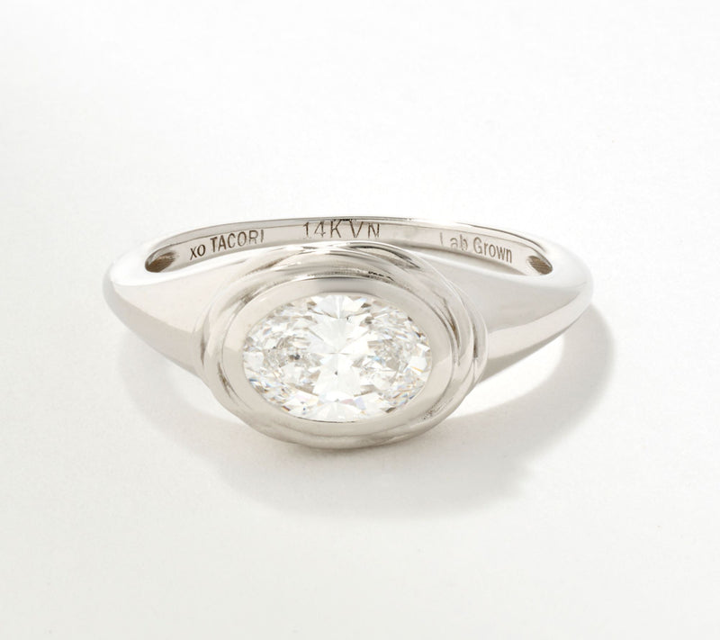 XO TACORI Lab Grown Diamond 1 cttw Oval Signet Ring, 14K Gold — View 2
