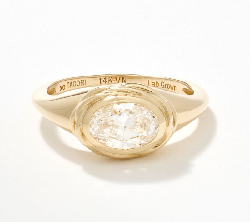 XO TACORI Lab Grown Diamond 1 cttw Oval Signet Ring, 14K Gold — View 4