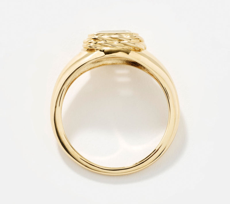 XO TACORI Lab Grown Diamond 1 cttw Emerald Signet Ring, 14K Gold — View 5