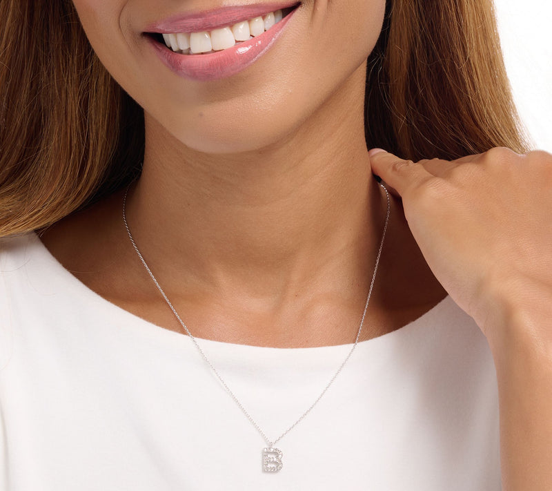 Accents by Affinity 0.11 cttw Initial Pendant Necklace, Sterl — View 30