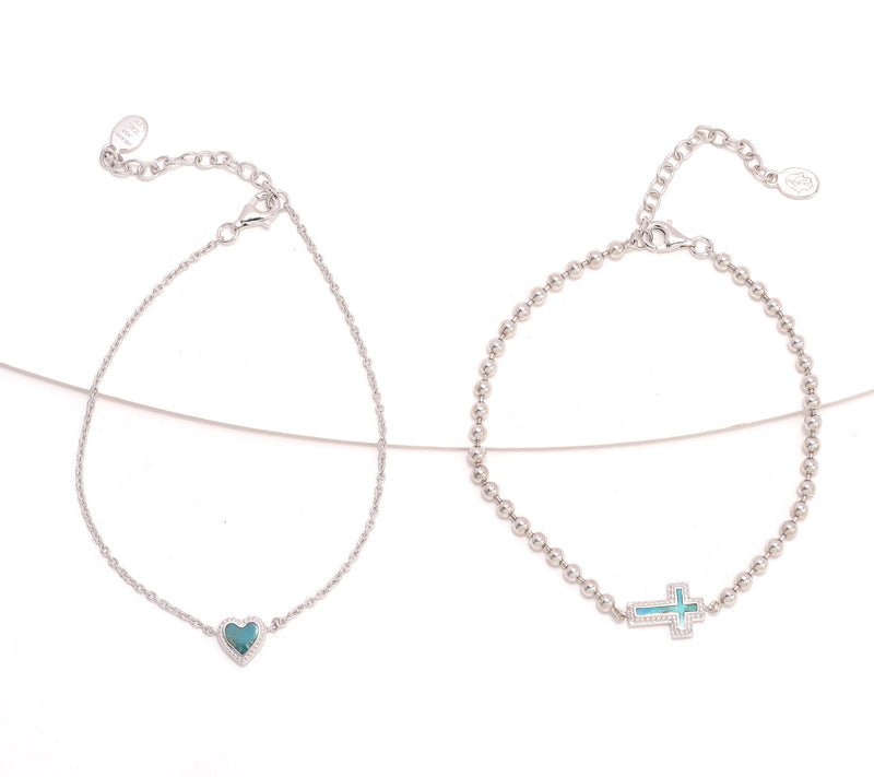 Karma & Luck Set of 2 Kalli Collection Bracelets, Cross & Heart — View 9