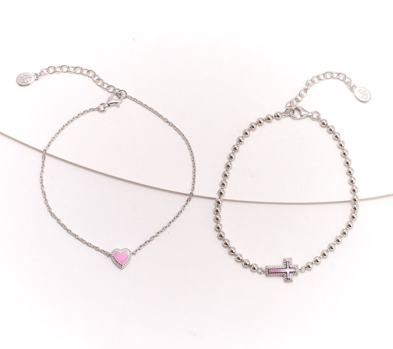 Karma & Luck Set of 2 Kalli Collection Bracelets, Cross & Heart — View 7