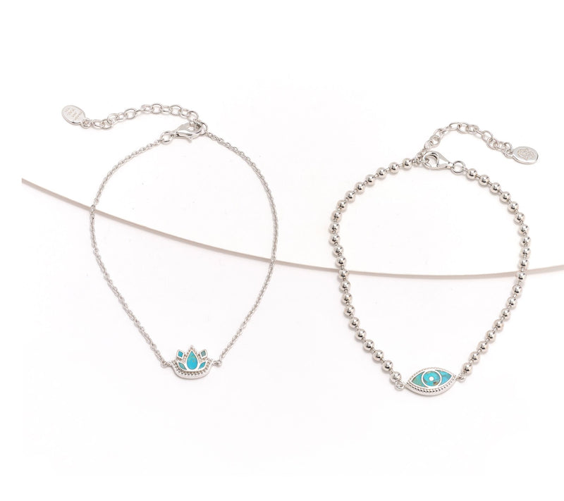 Karma and Luck Set of 2 Kalli Collection Bracelets, Eye & Lotus — View 9