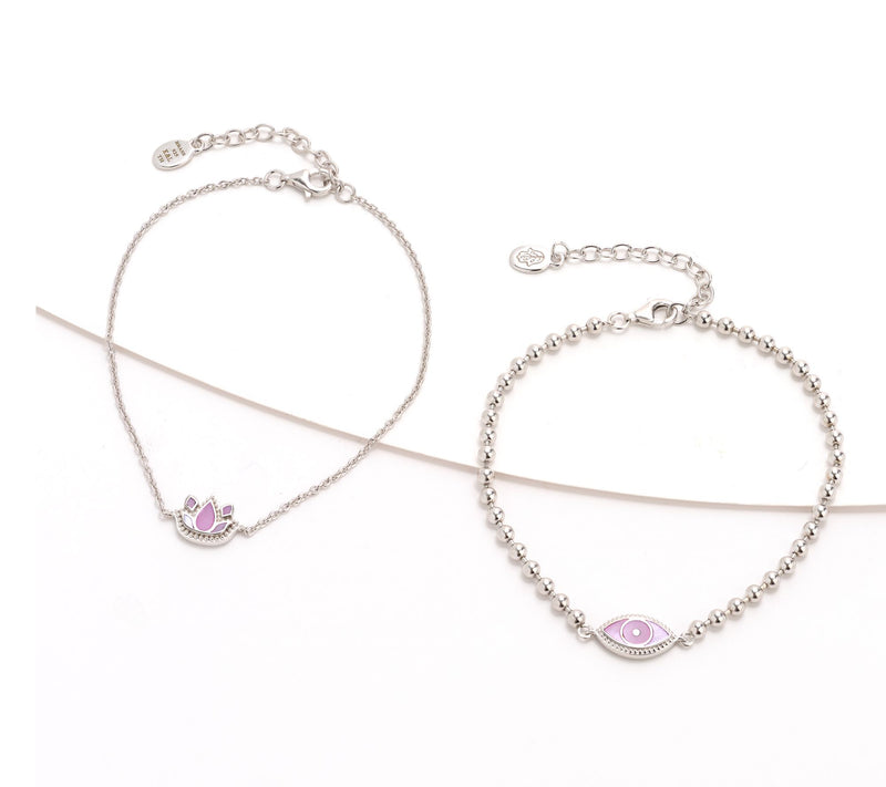 Karma and Luck Set of 2 Kalli Collection Bracelets, Eye & Lotus — View 7