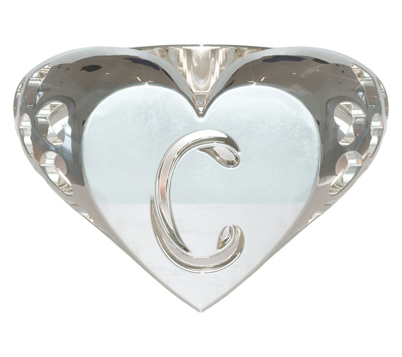 Heights Jewelers Sterling Silver Heart Signet Initial Ring — View 2