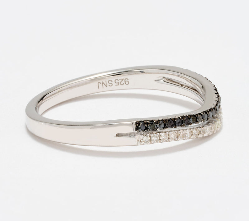 Accents by Affinity 0.15 cttw White & Black Ring Sterling Silver — View 3