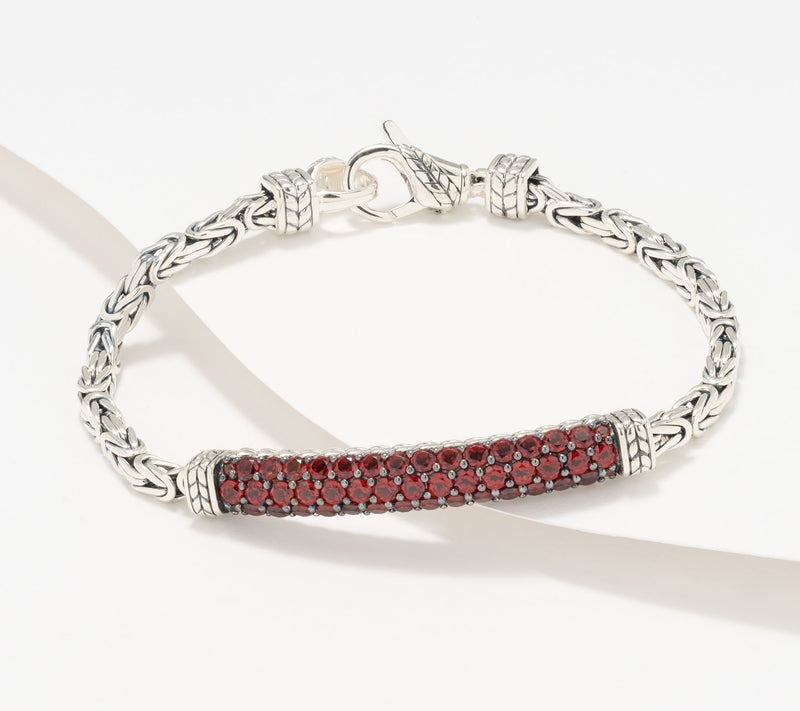 JAI Sterling Silver Pave Gemstone Byzantine Bracelet — View 5