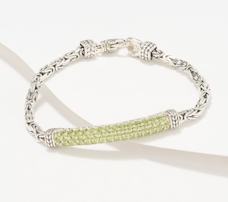 JAI Sterling Silver Pave Gemstone Byzantine Bracelet — Main view