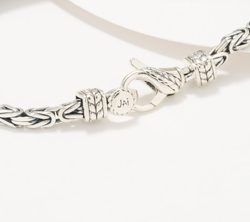 JAI Sterling Silver Pave Gemstone Byzantine Bracelet — View 12