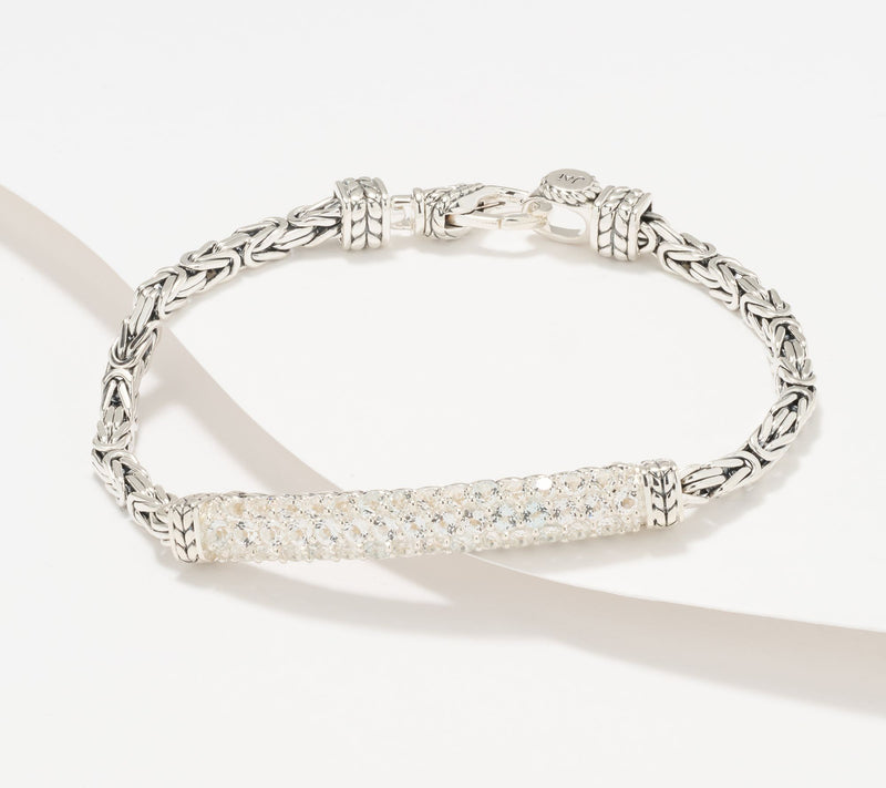 JAI Sterling Silver Pave Gemstone Byzantine Bracelet — View 9