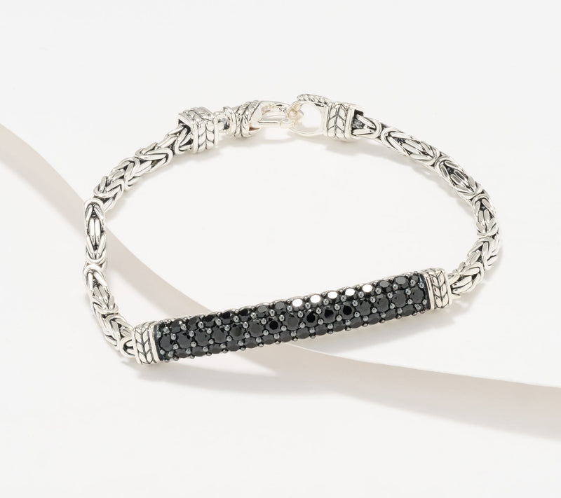 JAI Sterling Silver Pave Gemstone Byzantine Bracelet — View 11