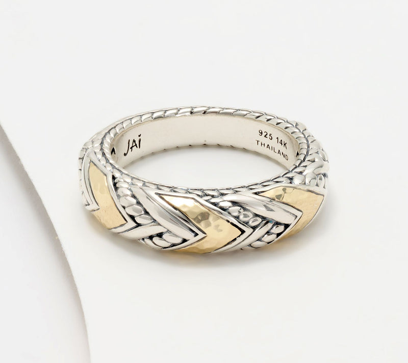 JAI Sterling Silver & 14K Gold Legacy Weave Ring — Main view