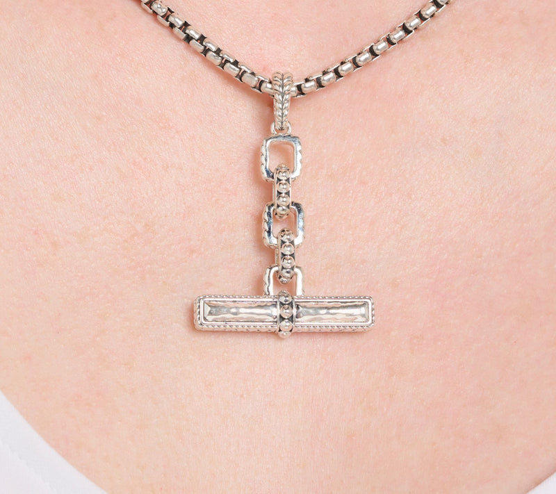 JAI Sterling Silver Hammered Toggle Bar Enhancer — View 4