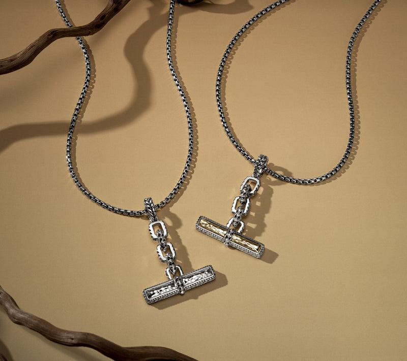JAI Sterling Silver Hammered Toggle Bar Enhancer — View 3