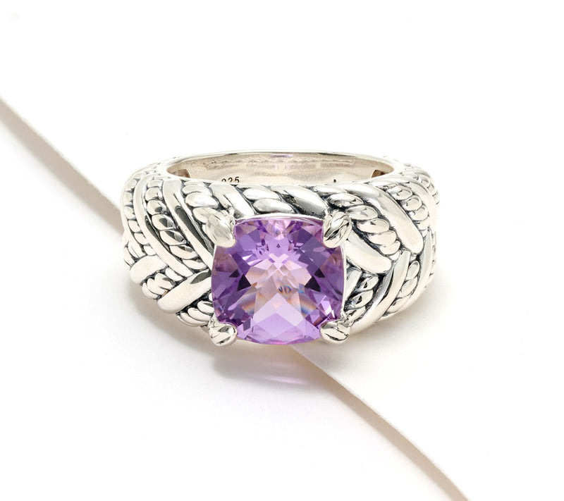 JAI Sterling Silver Legacy Woven Texture Gemstone Ring — Main view