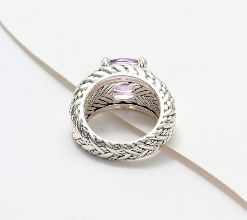 JAI Sterling Silver Legacy Woven Texture Gemstone Ring — View 9