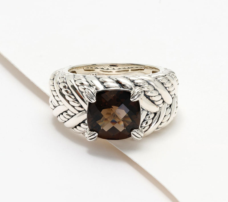 JAI Sterling Silver Legacy Woven Texture Gemstone Ring — View 7