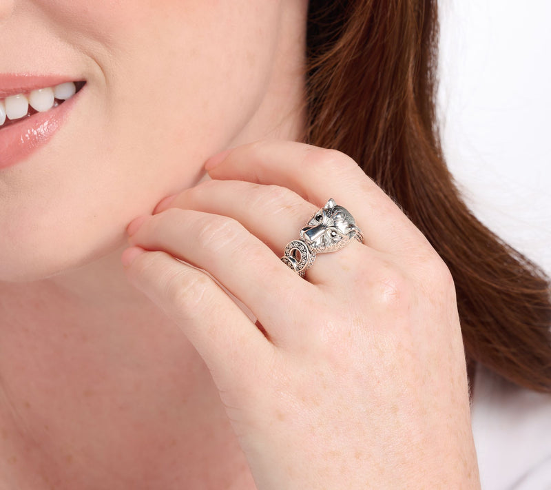 JAI Sterling Silver Figurative Animal East West Ring — View 5
