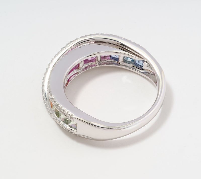 Effy Sterling Silver Multi Sapphire Ring — View 2