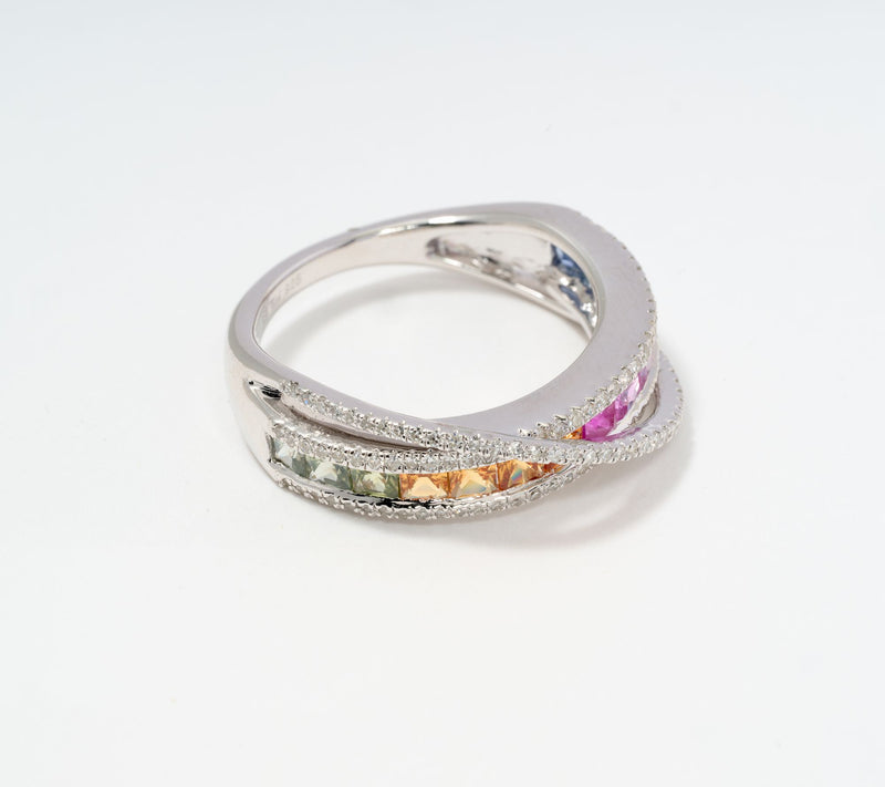 Effy Sterling Silver Multi Sapphire Ring — View 3