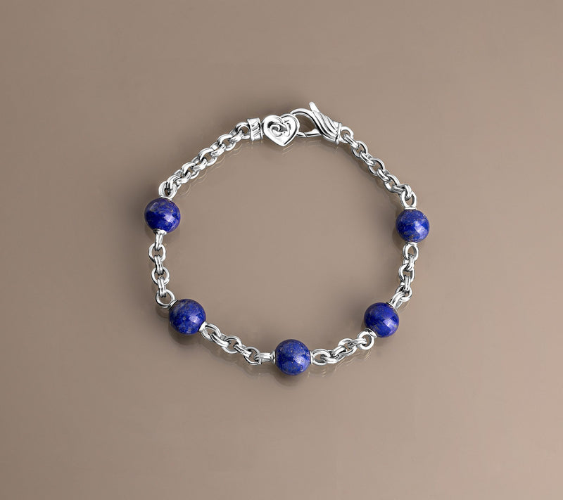 Christian James Gemstone Sterling Silver Bead Double Rolo Bracelet — View 8