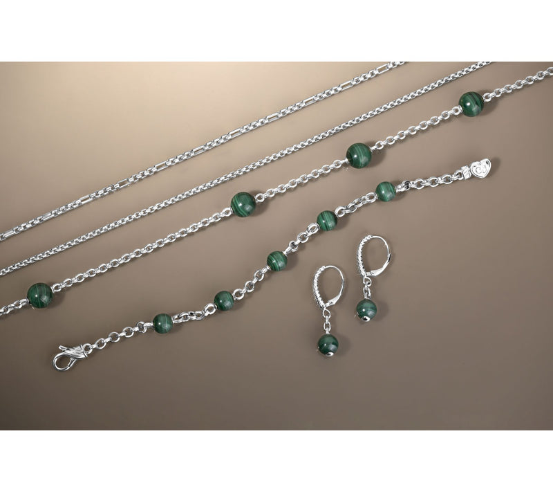 Christian James Gemstone Sterling Silver Bead Double Rolo Bracelet — View 10