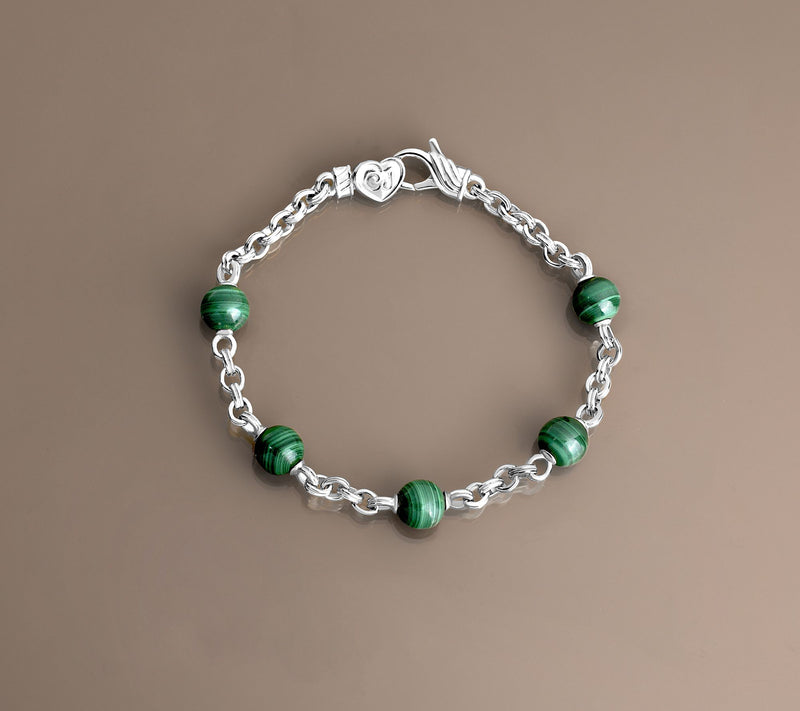 Christian James Gemstone Sterling Silver Bead Double Rolo Bracelet — View 9